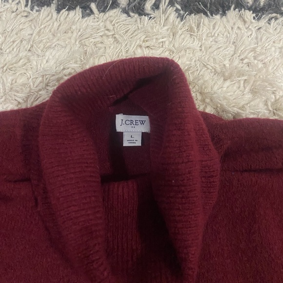 J.Crew Red Wool Button Side Turtleneck Sweater - Picture 6 of 8